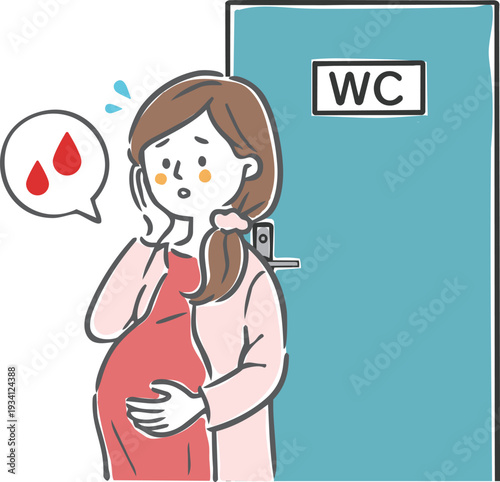 妊娠中の不正出血　妊婦さん　ベクター