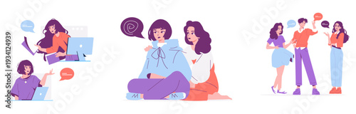 Emotional Support and Communication Vector Illustration