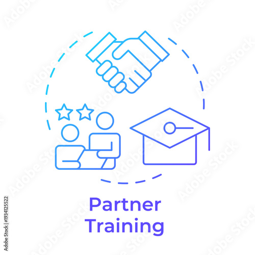 Partner training blue gradient concept icon. Educational program, business partners. Round shape line illustration. Abstract idea. Graphic design. Easy to use in presentation, blog post