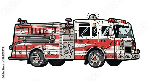 Vintage Fire Truck Illustration