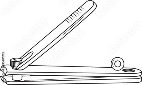 Black and white line of a nail clipper with open lever grooming personal care hygiene tool