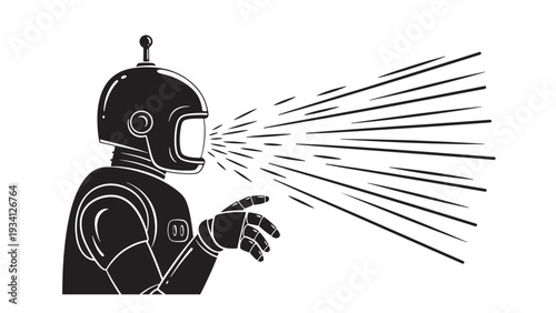 Autonomous robot emitting sensor-scan visualization illustrating perception systems, safety validation and operational risk assessment for industrial robotics deployment