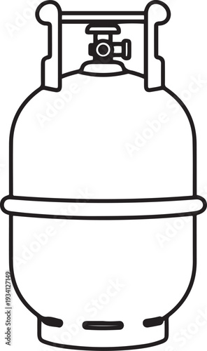 Black outline of a gas cylinder with valve propane tank fuel energy storage