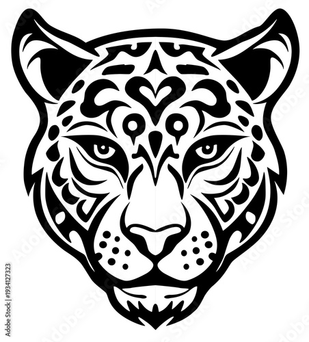 Black White Graphic, Wild Cat  Printable Design, Leopard