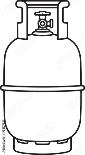Black outline of a propane gas cylinder with valve propane tank fuel tank container