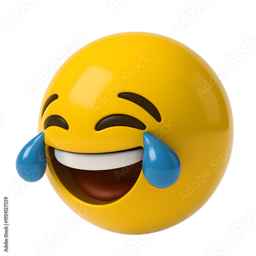 3D laughing emoji with glossy vibrant style for chats, stickers, social media, and fun graphics