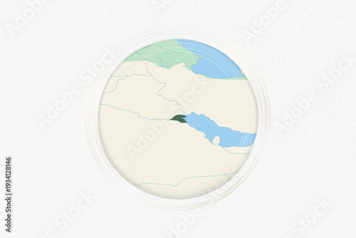 Stylized Map of Kuwait with Neighboring Areas.