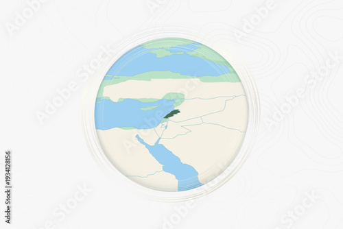 Stylized Map of Lebanon with Neighboring Areas.