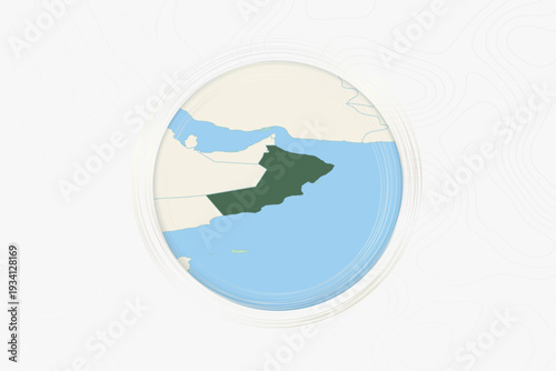 Stylized Map of Oman with Neighboring Areas.