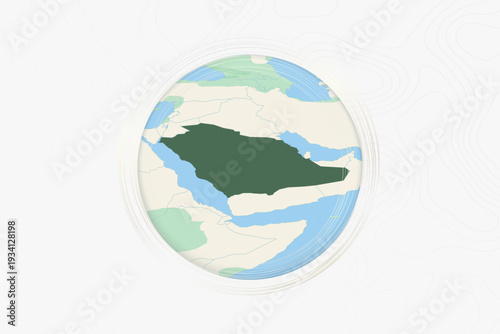 Stylized Map of Saudi Arabia with Neighboring Areas.