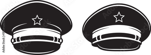 Police officer hats with star emblem