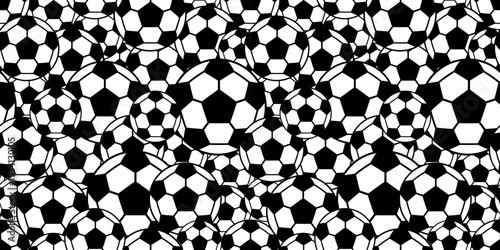 Soccer seamless football ball pattern, sport vector design and a boy for print border or cute hexagon bg. World cup kids background wallpaper through net graphic world.