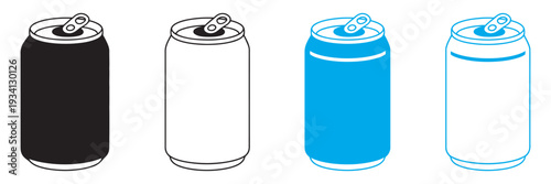 Soda Can Icon Vector Illustration Black Line, beverage symbol, soda and juice silhouette, drink icon, sign, logo, label, minimal vector design