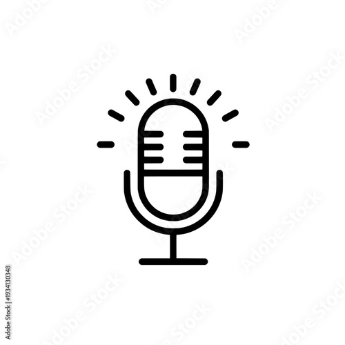 Voice microphone icon. Podcast and audio recording symbol. Modern bold outline vector illustration isolated on white background.