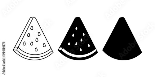 Watermelon slice silhouette vector set. Fruit logo icon symbol collection. Minimalist style. Isolated on white background.
