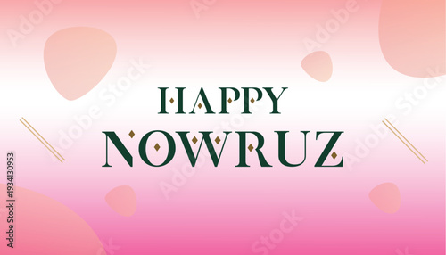 Happy Nowruz greeting card with pink background