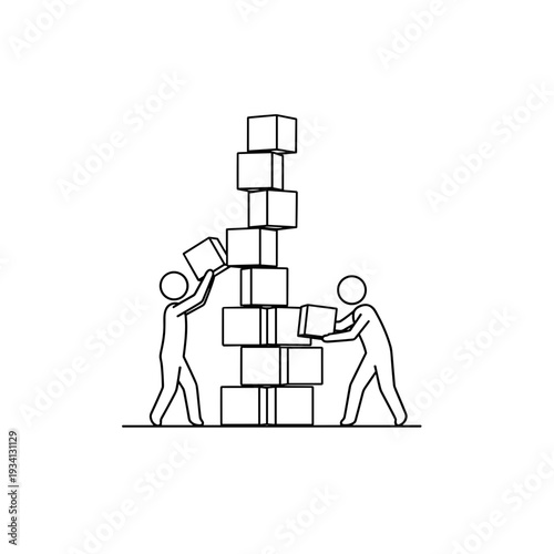 Two people stacking boxes for logistics and warehouse management support