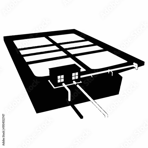 Detailed Diagram of a Wastewater Treatment Plant with Clarifiers and Pumping Station.