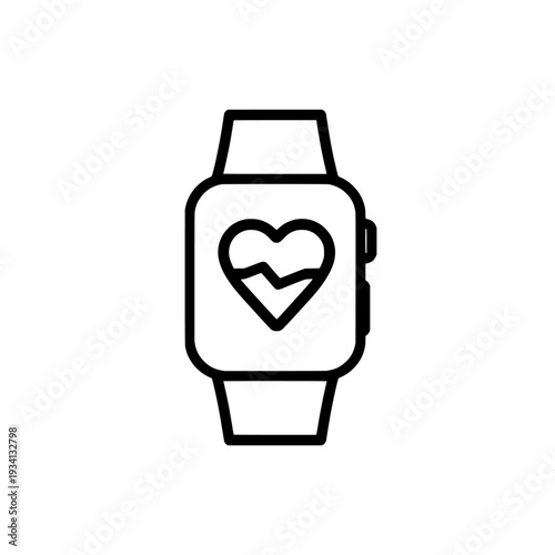 Wearable health tracker icon. Fitness smartwatch sign and symbol. Heart rate monitor technology. Vector illustration isolated on white background.