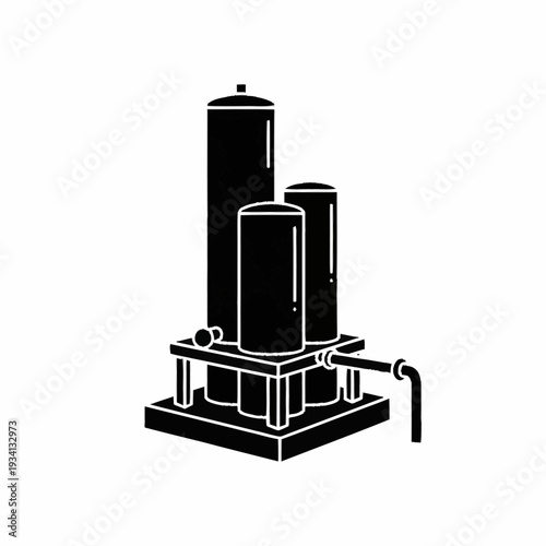 Industrial water treatment system icon for purification and filtration processes.