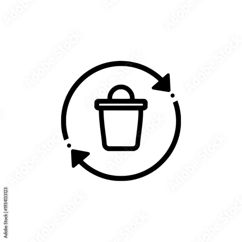 Recycling process icon. Eco-friendly waste management sign and symbol. Sustainability and environment conservation concept. Vector illustration isolated on white background.