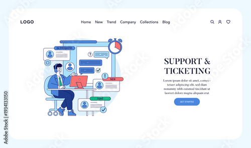 Customer Support Ticketing Vector Illustration