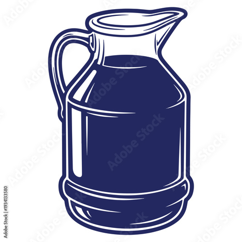 Vintage Style Pitcher Jug Filled with Dark Liquid for Serving at the Table Illustration Design