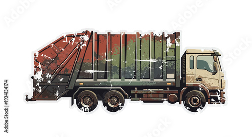 Grungy Garbage Truck Illustration
