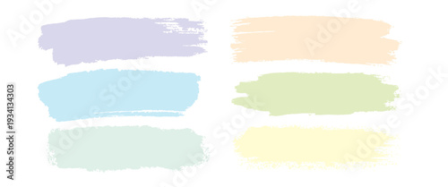 Four horizontal pastel color swatches in purple, light blue, green, and yellow