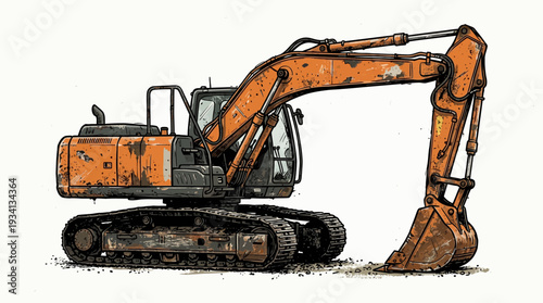 Orange Excavator Machine