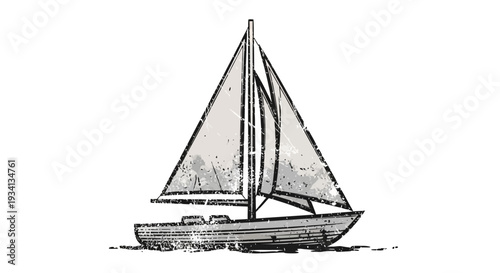 Vintage sailboat illustration on white background