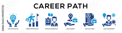 Glyphcolor - Career Path web banner vector illustration concept