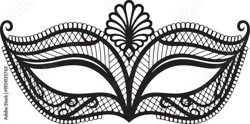 Black masquerade mask with floral and lace details