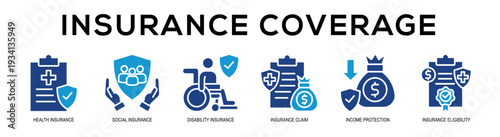 Glyphcolor - Insurance Coverage web banner vector illustration concept