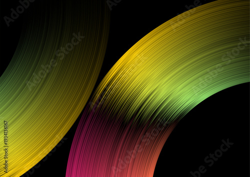 Colorful holographic circles with flowing metallic gradient, abstract background. Vector futuristic design