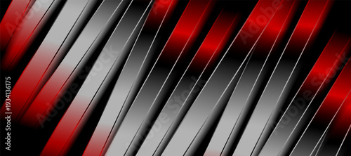 Red and dark grey glossy stripes abstract geometric background. Vector design