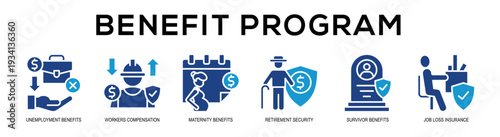 Glyphcolor - Benefit Program web banner vector illustration concept