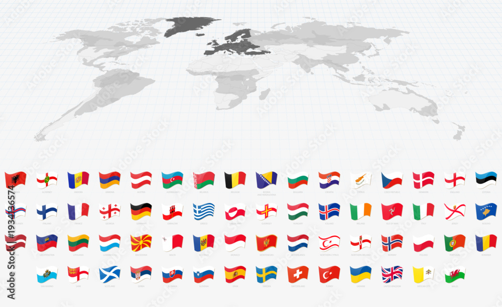 Obraz premium Vibrant Waving Flags of Every European Country