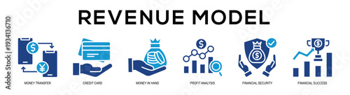 Glyphcolor - Revenue Model web banner vector illustration concept