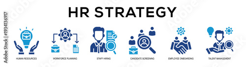 Glyphcolor - HR Strategy web banner vector illustration concept