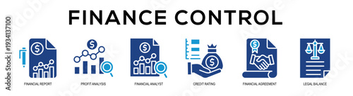 Glyphcolor - Finance Control web banner vector illustration concept