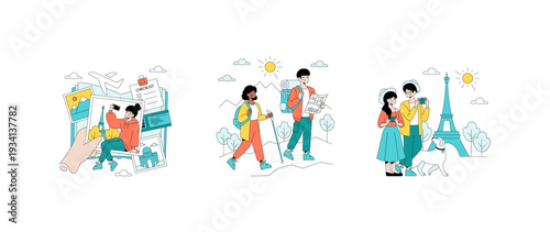 Travel Adventures Illustrated with Global Landmarks