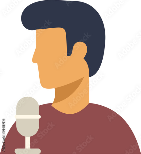 Man talking into a microphone, representing recording speech or a broadcast