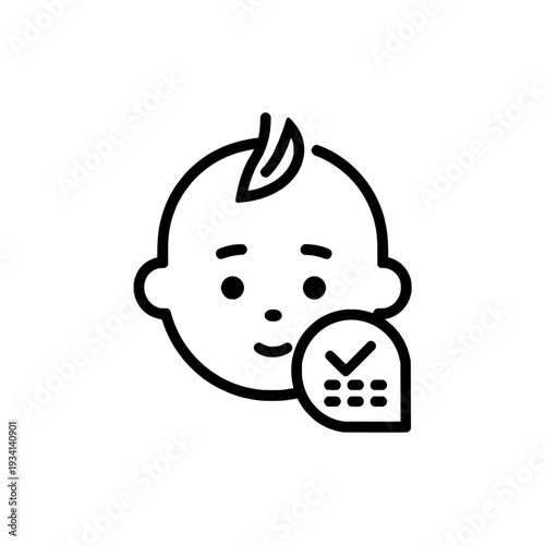 Baby vaccination schedule icon. Medical immunization record sign and symbol. Child healthcare and pediatric medicine. Vector illustration isolated on white background.