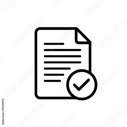 Smart contract audit icon. Blockchain security and verification symbol. Bold outline document icon. Vector illustration isolated on white background.