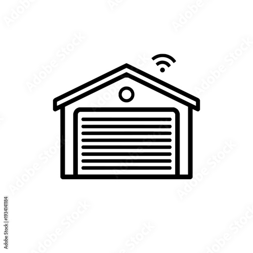 Smart garage control icon. Wireless garage door opener sign and symbol. Smart home automation technology. Vector illustration isolated on white background.