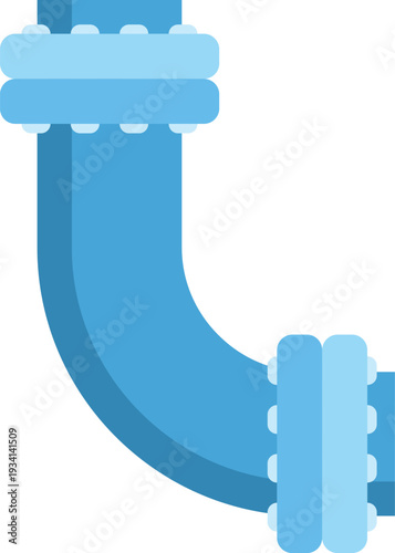 Blue elbow pipe connecting industrial plumbing infrastructure with flanges