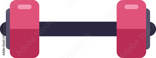 Barbell icon with pink weights for training, exercise, and strength