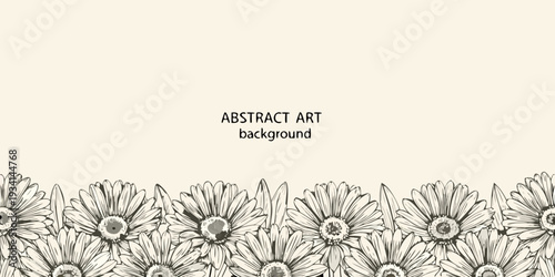 Floral border with sketched daisies against a neutral background