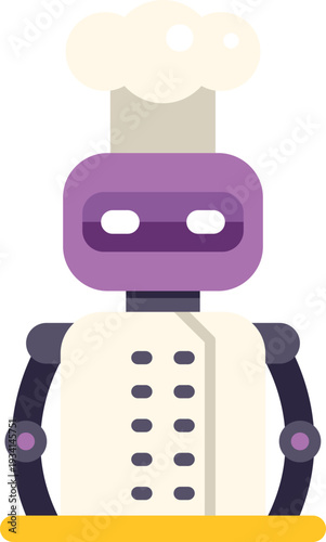 Robot wearing a chef's hat and uniform, symbolizing ai kitchen technology